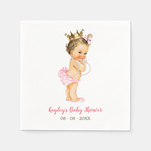 Prinses Baby showers servet (parels) (Voorkant)