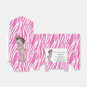  Prinses Baby Verjaardag Roze Zebra Patroon Bedankdoosjes (Uitgevouwen)