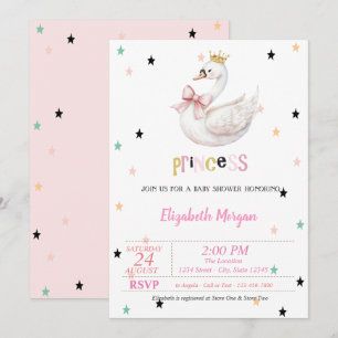 Prinses Baby Zwaan, Sterren Baby Shower Kaart