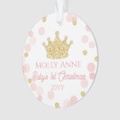 Prinses Baby's 1e kerst Roze Gouden Foto Ornament (voorkant)
