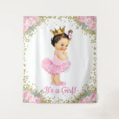 Prinses Babyshower Achtergrond Wandkleed (Voorkant)