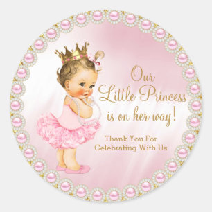 Prinses Babyshower Klassieke Ronde Sticker