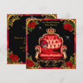 Prinses Babyshower Meisje Goud Rode Roos Stoel 4 Kaart (Voorkant / Achterkant)