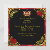 Prinses Babyshower Meisje Goud Rode Roos Stoel 4 Kaart (Achterkant)