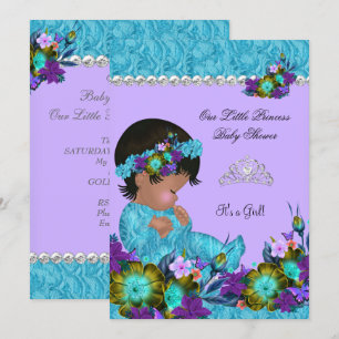 Prinses Babyshower Meisje Teal Blauw Paars Kaart