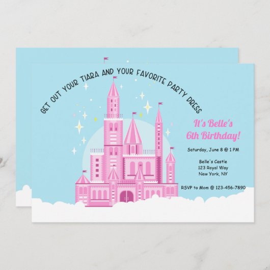 Prinses Bal Verjaardagsfeestuitnodiging Kaart (Voorkant / Achterkant)