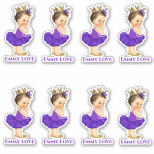 Prinses Ballerina Baby Meisje Paarse Tutu Crown Sticker