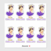 Prinses Ballerina Baby Meisje Paarse Tutu Crown Sticker (Vel)