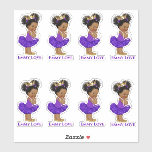 Prinses Ballerina Baby Meisje Paarse Tutu Crown Sticker (Vel)