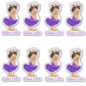 Prinses Ballerina Baby Meisje Paarse Tutu Crown Sticker (Voorkant)