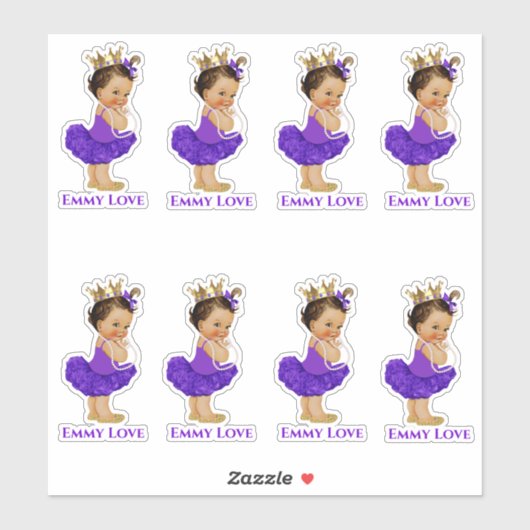 Prinses Ballerina Baby Meisje Paarse Tutu Crown Sticker (Vel)