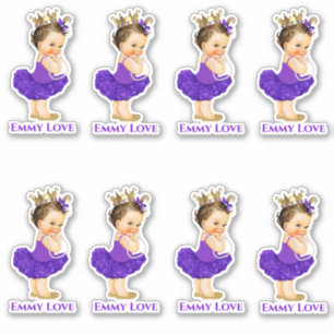 Prinses Ballerina Baby Meisje Paarse Tutu Kroon Sticker