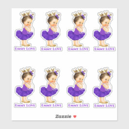 Prinses Ballerina Baby Meisje Paarse Tutu Kroon Sticker