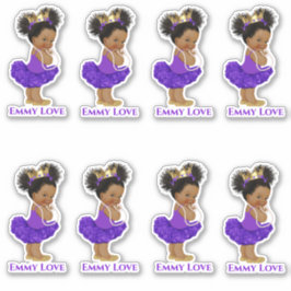 Prinses Ballerina Baby Meisje Paarse Tutu Kroon Sticker
