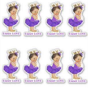 Prinses Ballerina Baby Meisje Paarse Tutu Kroon Sticker