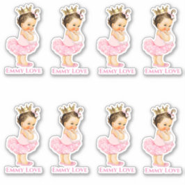 Prinses Ballerina Baby Meisje Roze Tutu Gouden Kro Sticker