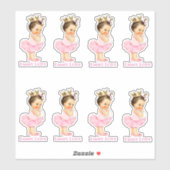 Prinses Ballerina Baby Meisje Roze Tutu Gouden Kro Sticker (Vel)