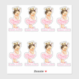 Prinses Ballerina Baby Meisje Roze Tutu Gouden Kro Sticker