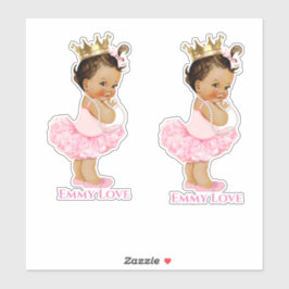 Prinses Ballerina Baby Meisje Roze Tutu Gouden Kro Sticker