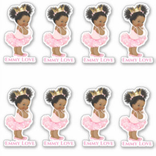 Prinses Ballerina Baby Meisje Roze Tutu Gouden Kro Sticker