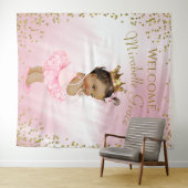 Prinses Ballerina Baby shower Achtergrond Etnisch Wandkleed (In Situ (horizontaal))