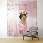 Prinses Ballerina Baby shower Achtergrond Etnisch Wandkleed (In situ)