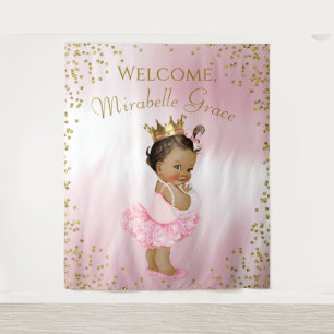 Prinses Ballerina Baby shower Achtergrond Etnisch Wandkleed