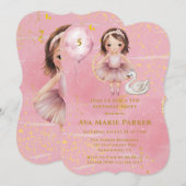 Prinses Ballerina Blush Roze Goud Verjaardagsfeest Kaart (Voorkant / Achterkant)