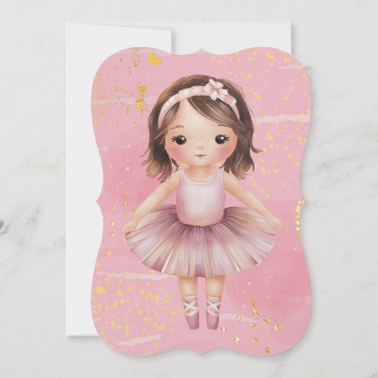 Prinses Ballerina Blush Roze Goud Verjaardagsfeest Kaart (Achterkant)