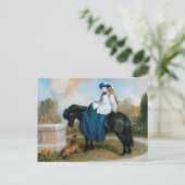 Prinses Beatrice op het paard sidesaddle & teckel Briefkaart (Staand voorkant)