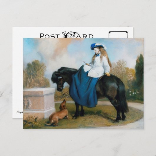 Prinses Beatrice op het paard sidesaddle & teckel Briefkaart (Voorkant / Achterkant)