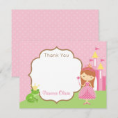Prinses bedankkaartjes (Rood haar / Bruine haar) Bedankkaart (Voorkant / Achterkant)