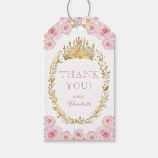 Prinses bedankkaartjes - Roze en Gouden Koninklijk Cadeaulabel