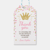 Prinses bedankt labels Royal Crown Pink en Gold Cadeaulabel (Voorkant)