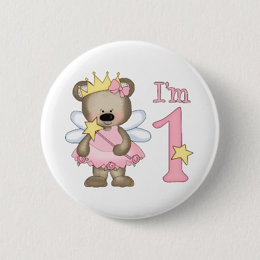 Prinses Beer 1st Birthday Ronde Button 5,7 Cm (Voorkant)
