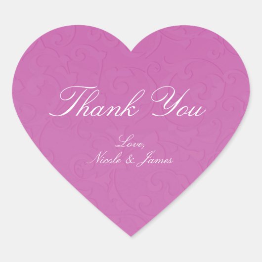 Prinses Bes Roze Sprookje Damast Bruiloft Hart Sticker (Voorkant)