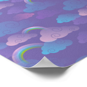 Prinses Bewolkte Hemel Paarse Blauwe Wolken Eenhoo Poster