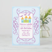 prinses Birthday Party Kaart (Staand voorkant)
