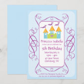 prinses Birthday Party Kaart (Voorkant / Achterkant)