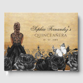prinses Black Butterfly Quinceañera Gastenboek (Voorkant)