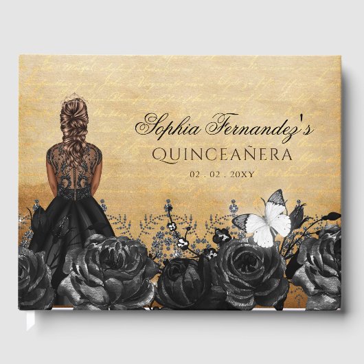  prinses Black Butterfly Quinceañera Gastenboek (Voorkant)