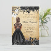 prinses Black Butterfly Quinceañera Kaart (Staand voorkant)