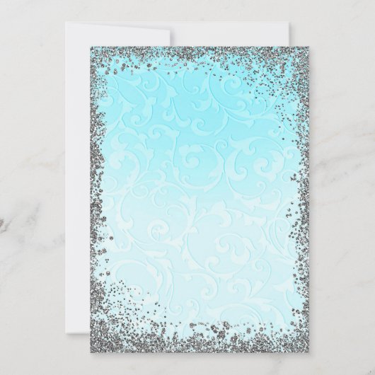 Prinses Blauw Zilver Elegante Verhalenboek Trouwen Kaart (Achterkant)