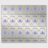 Prinses Blauwe Jurk & Kroon, Verjaardag Cadeaupapier (Vlak)