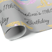 Prinses Blauwe Jurk & Kroon, Verjaardag Cadeaupapier (Rol Hoek)