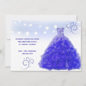 Prinses Blauwe Jurk Slingerlichten Quinceanera Kaart (Achterkant)