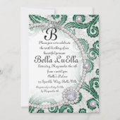 Prinses Bling Diamond Parels Feest Uitnodigingen (Voorkant)