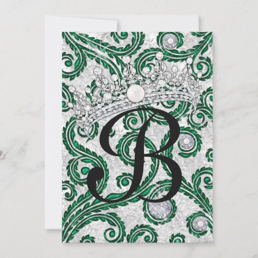 Prinses Bling Diamond Parels Feest Uitnodigingen (Achterkant)