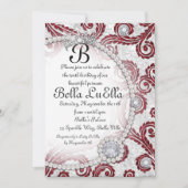 Prinses Bling Diamond Parels Feest Uitnodigingen (Voorkant)