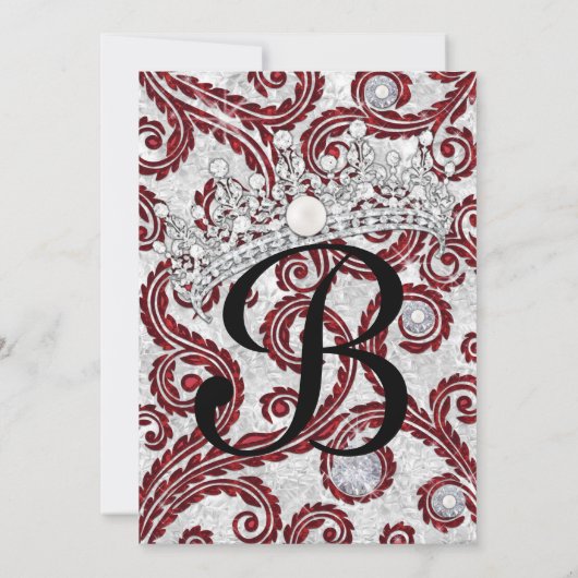 Prinses Bling Diamond Parels Feest Uitnodigingen (Achterkant)